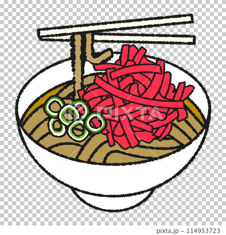 紅薑天婦羅蕎麥麵的手繪風格圖示插圖 114953723