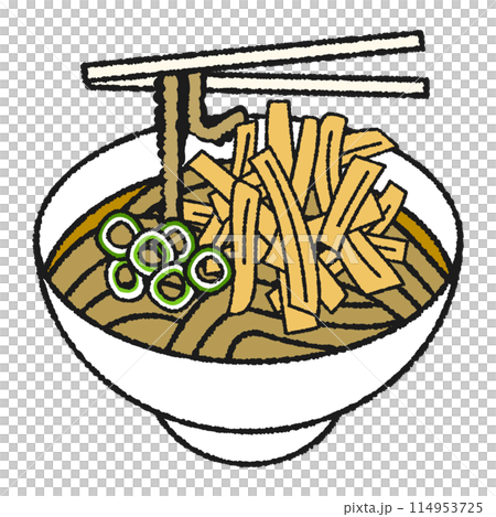 牛蒡天婦羅蕎麥麵的手繪風格圖示插圖 114953725