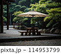 パラソルのある席【AI生成画像】 114953799