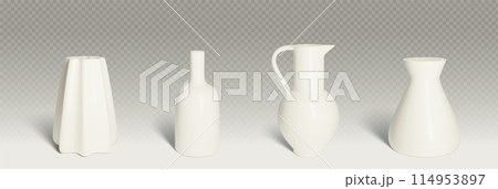 3d white ceramic vase. Isolated pottery vector 3d white ceramic vase. Isolated pottery vector 114953897