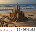 夕日に照らされる砂の城【AI生成画像】 114954162
