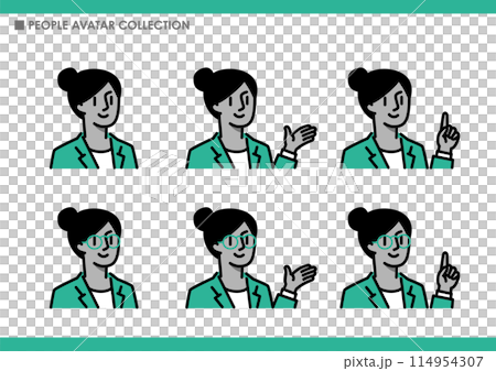 Collection of women's poses. Business scenes. 114954307