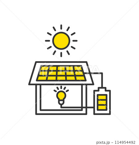 蓄電池の電気を使う住宅のイラスト 蓄電池の電気を使う住宅のイラスト 114954492
