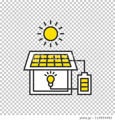 蓄電池の電気を使う住宅のイラスト 蓄電池の電気を使う住宅のイラスト 114954492