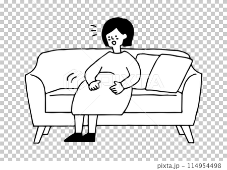 Baby kicking pregnant woman's belly 114954498