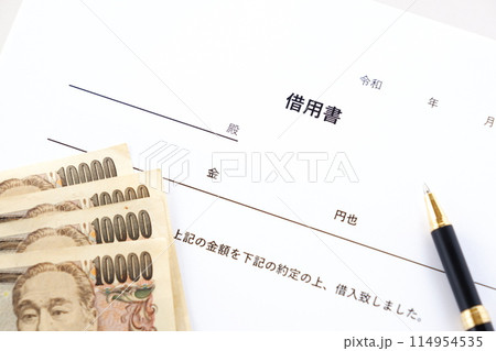 お金を貸し借りする際に借主が貸主に差し入れる「金銭借用書」 114954535