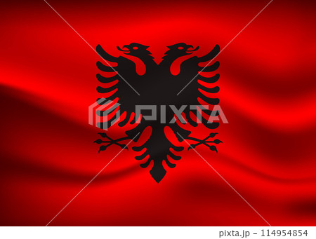 Flag of Albania. Albanian national symbol in official colors. Template icon. Abstract vector background 114954854