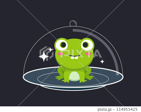A Green frog in a plate. Isolated Vector Illustration A Green frog in a plate. Isolated Vector Illustration 114955425