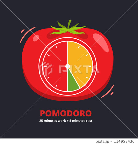 A Tomato with time sign in it. Isolated Vector Illustration 114955436