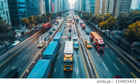 渋滞する道路 114955472