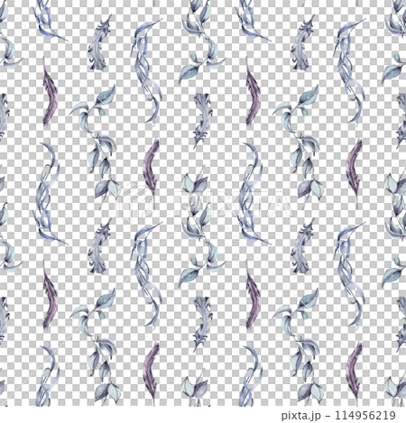 Black Gray feathers and leaves seamless pattern isolated on white background. Gothic floral background hand drawn. Dark Wedding Decoration in vintage style. Element for invitation, backdrop, paper Black Gray feathers and leaves seamless pattern isolated on white background. Gothic floral background hand drawn. Dark Wedding Decoration in vintage style. Element for invitation, backdrop, paper 114956219