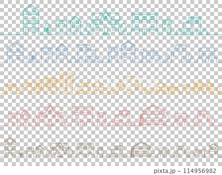 Simple cityscape line set of 5 114956982