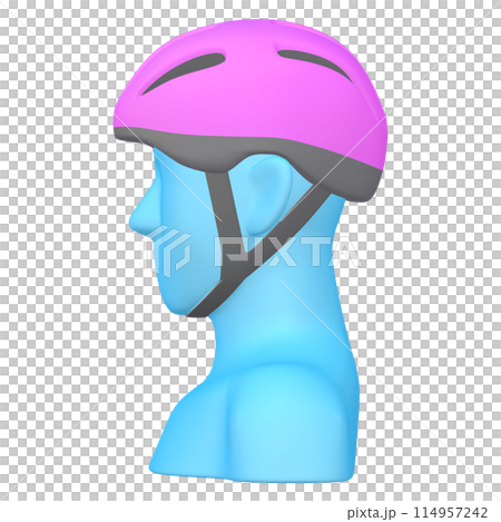 Bicycle accessories illustration material Helmet (1_1_1) Magenta Wearing image 114957242