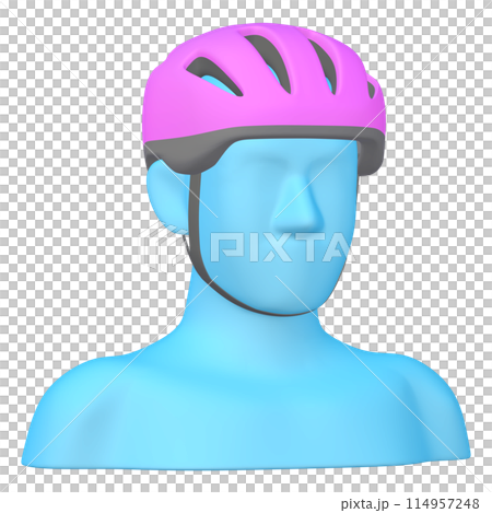 自転車用品のイラスト素材　ヘルメット（1_1_6）マゼンタ　着用イメージ 114957248