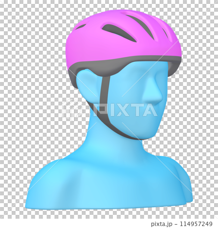 Bicycle accessories illustration material Helmet (1_1_7) Magenta Wearing image Bicycle accessories illustration material Helmet (1_1_7) Magenta Wearing image 114957249