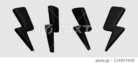 3d Thunder and bolt lighting flash correction set flash sale element. vector illustration 114957430