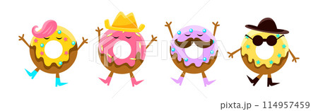 Funny Kawaii Pastry and Sweet Confection Character with Face and Arms Vector Set Funny Kawaii Pastry and Sweet Confection Character with Face and Arms Vector Set 114957459