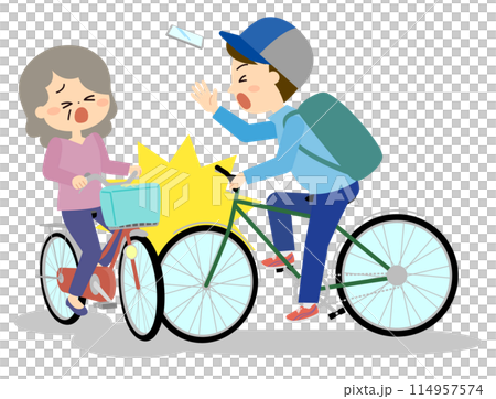老年婦女與男子發生自行車相撞事故 老年婦女與男子發生自行車相撞事故 114957574