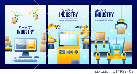 Smart industry flat cartoon card set 114958405