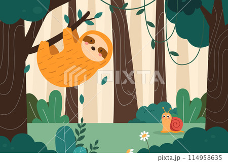 Jungle illustration in flat design 114958635