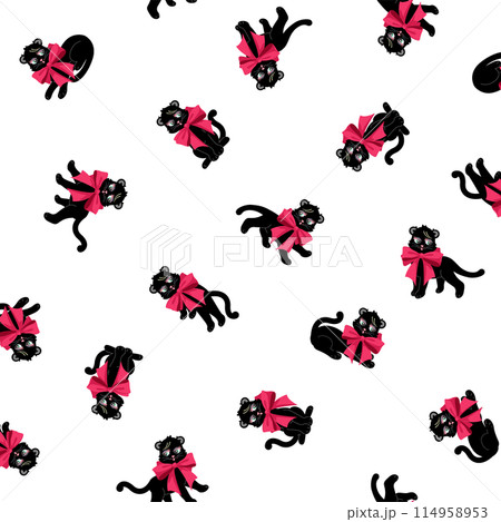 印象的で可愛いネコの柄背景, 114958953