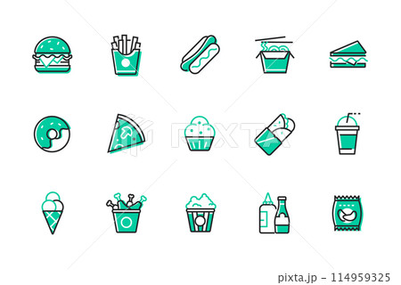 Food to go - set of line design style icons 114959325