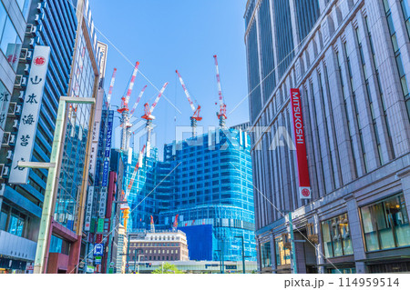 日本の東京都市景観 5月。日本橋一丁目の再開発事業などを望む＝17日 114959514