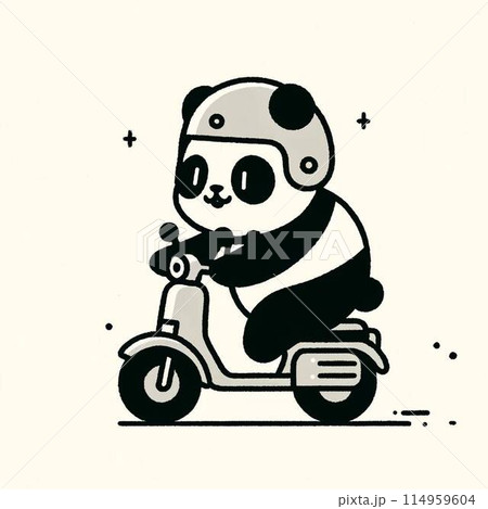 バイクに乗ったパンダのイラストのイラスト素材 [114959604] - PIXTA