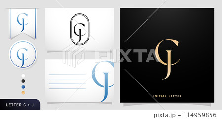 a set of business cards with the letter CJ Luxury Initials Letters C and J Logos Designs in Blue Colors for branding ads campaigns, letterpress, embroidery, covering invitations, envelope sign symbols a set of business cards with the letter CJ Luxury Initials Letters C and J Logos Designs in Blue Colors for branding ads campaigns, letterpress, embroidery, covering invitations, envelope sign symbols 114959856