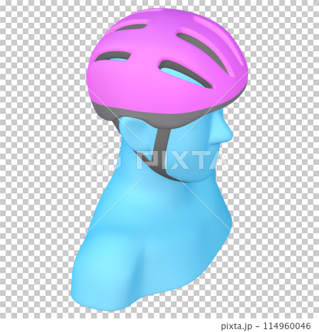 Bicycle accessories illustration material Helmet (1_3_8) Magenta Wearing image 114960046