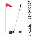 golf ball and golf flag icon in flat style 114960327