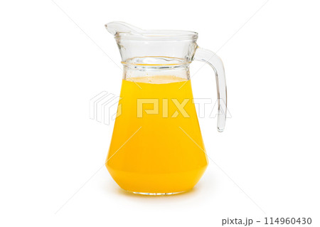 Jug with orange juice isolated on white background Jug with orange juice isolated on white background 114960430