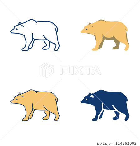 Bear icon set in flat and line style 114962002