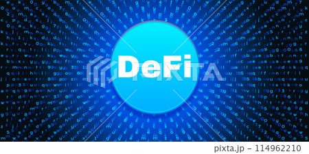 DeFi Decentralized Finance banner for cryptocurrency, blockchain. DeFi Decentralized Finance banner for cryptocurrency, blockchain. 114962210