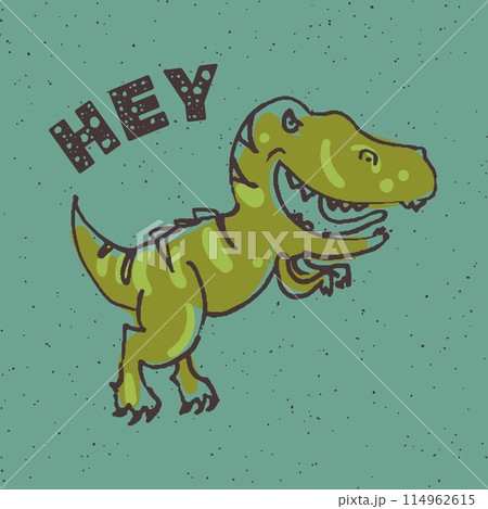Hand drawing dream big dinosaur illustration vector. Funny cartoon dino. Hand drawn vector doodle design for girls, kids. Hand drawn children's illustration for fashion clothes, shirt, fabric 114962615