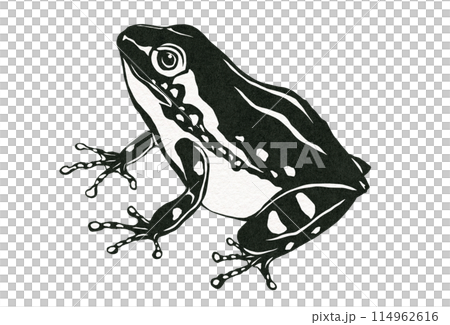 何か考えている可愛いカエルのシンプルイラスト 114962616