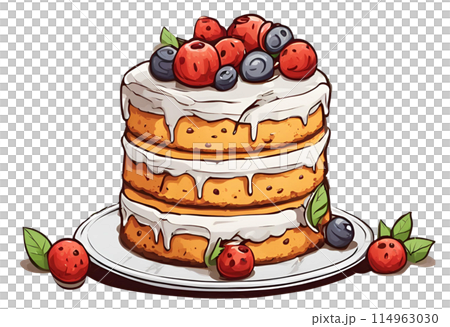 Gorgeous Bienenstich with caramelized almonds and berries, AI Generated 114963030