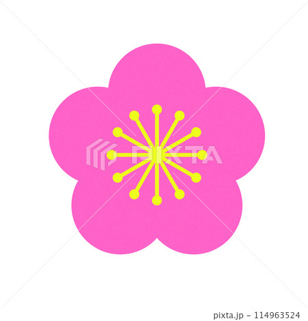 スタンプ風のシンプルな梅の花イラスト 114963524