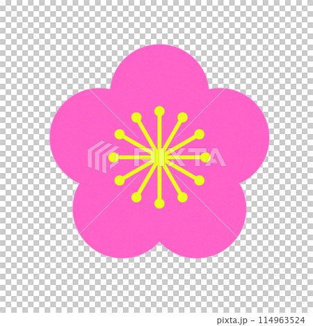 スタンプ風のシンプルな梅の花イラスト 114963524