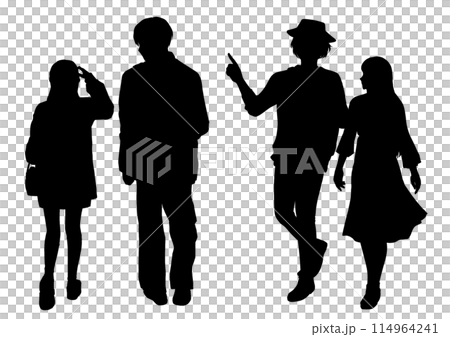People Male and female couple silhouette 114964241