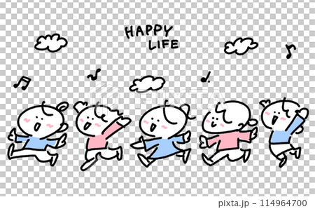笑顔でジャンプしながら元気に走り回る女性達 幸せ 希望 楽しい シンプルで可愛い線画イラスト 笑顔でジャンプしながら元気に走り回る女性達 幸せ 希望 楽しい シンプルで可愛い線画イラスト 114964700