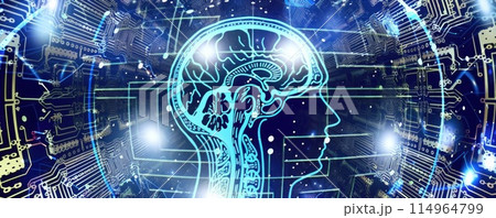 Futuristic Portrait: The Brain as a High-Tech Information Processing Center Futuristic Portrait: The Brain as a High-Tech Information Processing Center 114964799