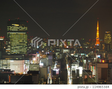 銀座から見る夜の東京タワー 銀座から見る夜の東京タワー 114965384