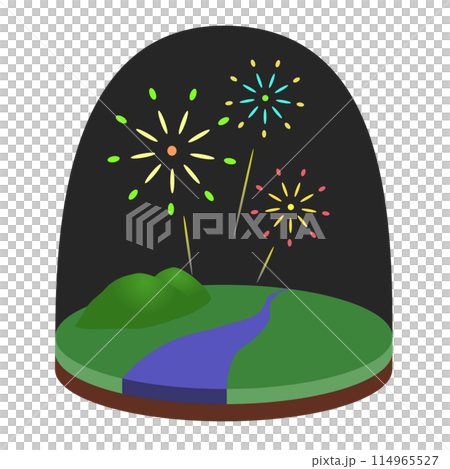 代表夏日煙火的圓頂形玩具 114965527