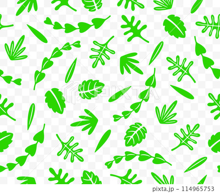 Summer leaves, seamless vector background. Leaf, plant, nature, foliage and flora, pattern, vector design and illustration 114965753
