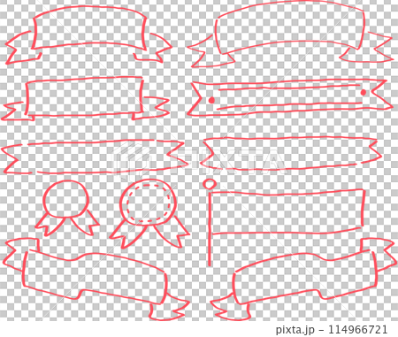 Hand-drawn cute ribbon_red marker Hand-drawn cute ribbon_red marker 114966721