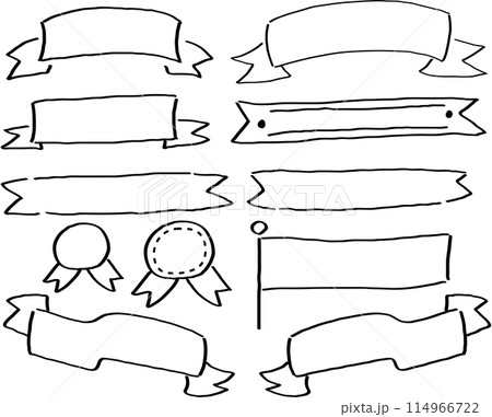 手書き風のかわいいリボン_黒いマーカー 手書き風のかわいいリボン_黒いマーカー 114966722