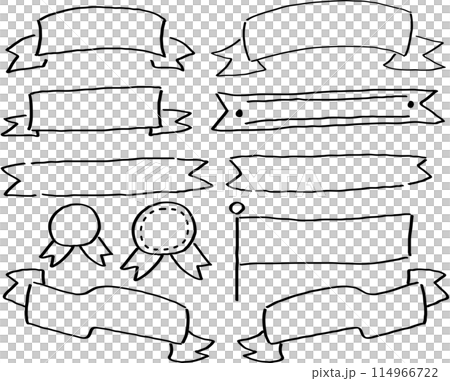 Hand-drawn cute ribbon_black marker Hand-drawn cute ribbon_black marker 114966722