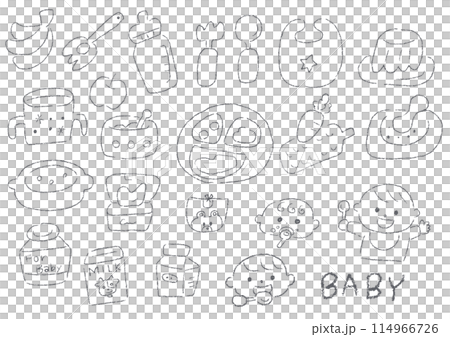 嬰兒嬰兒食品可愛手繪插畫合輯_單色 114966726