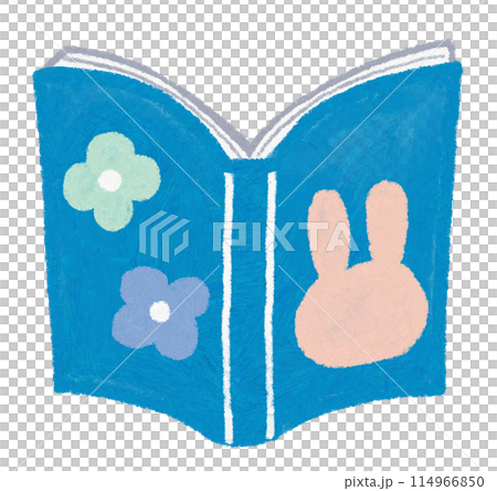 藍色封面繪本插圖_兔子和花 114966850